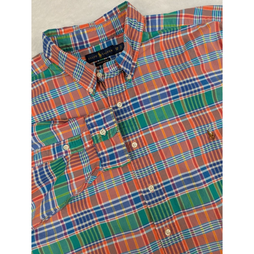 Polo Ralph Lauren Shirt Men's 2XB Big Multicolor Plaid Button Down Long Sleeve